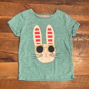 Mini Boden Girls' Teal Bunny Graphic Short Sleeve Tee 3-4Y